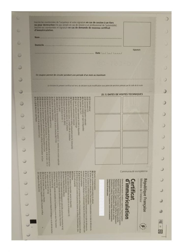 Documentación Francia reverso