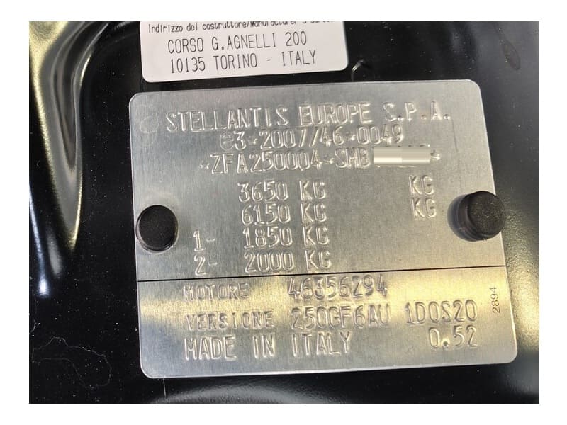 FOTO PLACA HOMOLOGACIÓN DUCATO