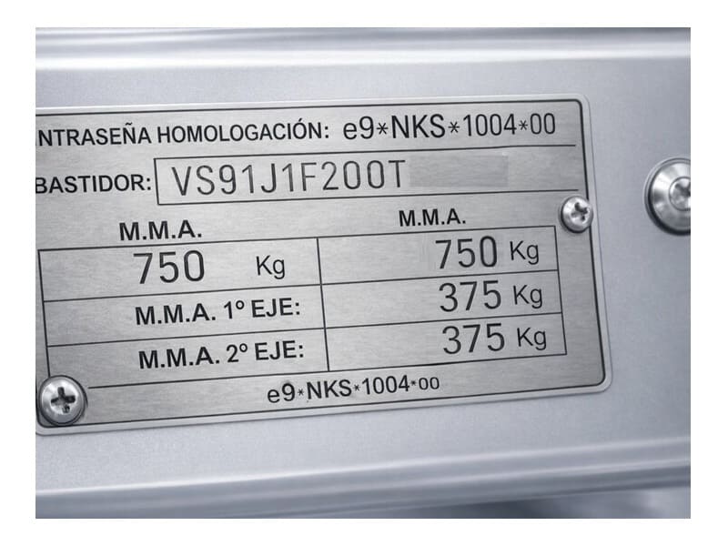 PLACA HOMOLOGACIÓN REMOLQUE LIGERO