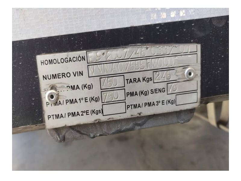 PLACA HOMOLOGACIÓN REMOLQUE O1