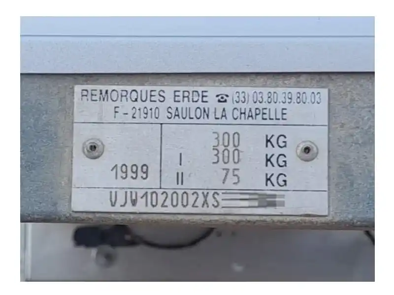 placa fabricante remolque menos 750 kg