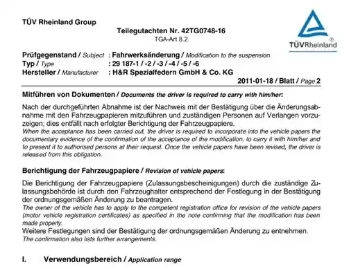 Certificado TUV suspensiones